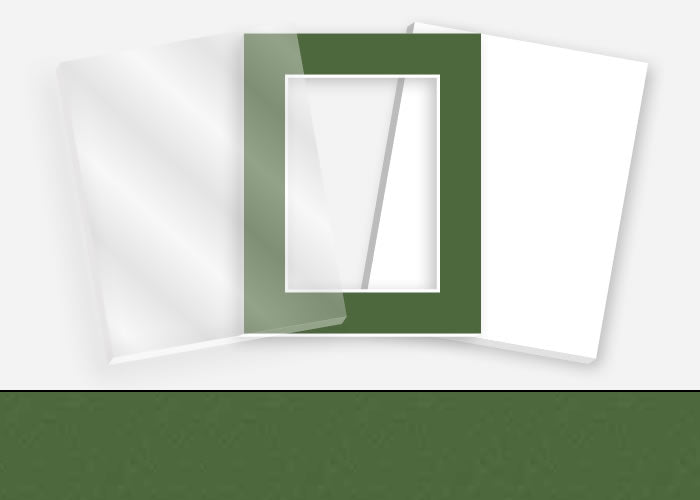 Pkg 051: Acrylic, Foamboard, and Mat #1045 (Grass Green) with 2 inch Border