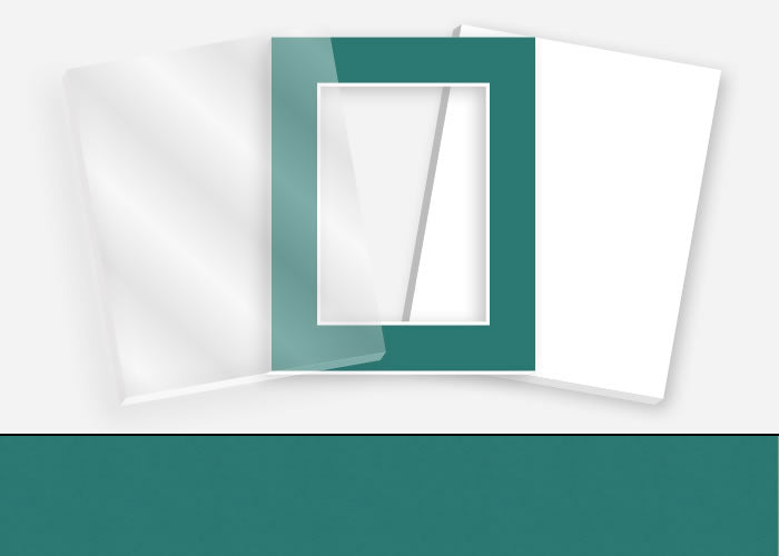 Pkg 063: Acrylic, Foamboard, and Mat #3323 (Real Teal) with 2 inch Border