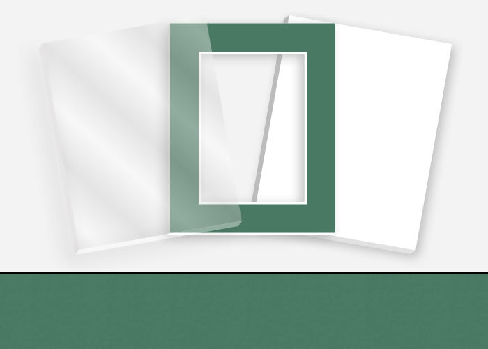 Pkg 060: Acrylic, Foamboard, and Mat #0919 (Ivy Green) with 2 inch Border