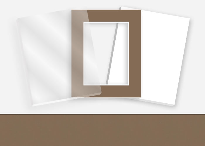 Pkg 130: Acrylic, Foamboard, and Mat #PW542  (Cognac) with 2 inch Border